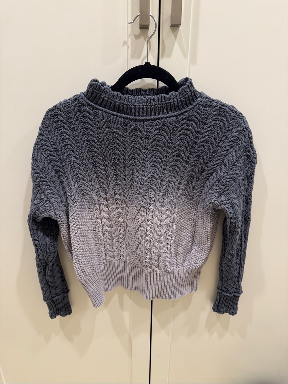 Anthropologie Marci Dip Dye Ombré Cable Knit Pullover in Carbon Gray
